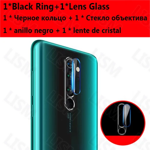 Для задней камеры Xiao mi 9 mi 9 SE Red mi Note 8/7/Pro Алюминиевый чехол с металлическим кольцом для защиты экрана или с задней стеклянной пленкой для объектива - Цвет: Black Ring Glass