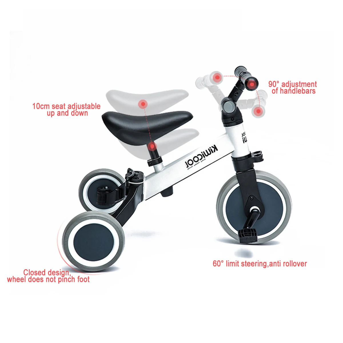 Safety Prevent Rollover Aluminum Assist Wheel For Kids Three-Wheel Tricycle Cart 