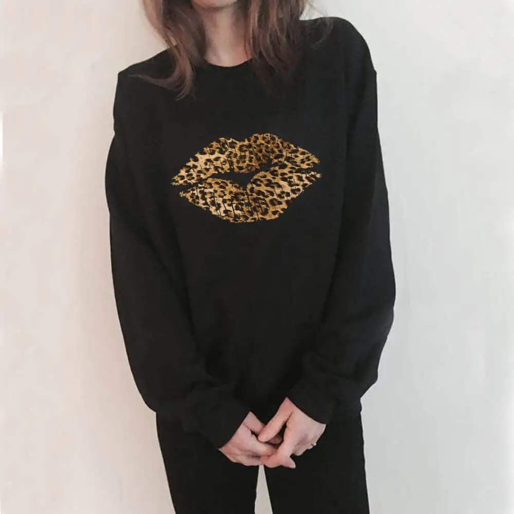 Leopard Lips Graphic Printed Funny 