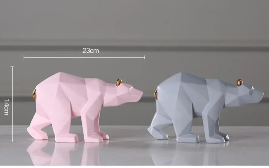  Geometric Sculpture Handicraft Resin Origami Bear Furniture Bedroom Study Decoration Rabbit and Cat - 4000207862789