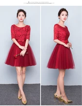 

new for graduation red lace appliques bow sashes a-line Party gowns short Prom fast shipping 2018 knee-length bridesmaid Dresses