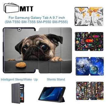 

MTT Tablet Case for Samsung Tab A 9.7 inch SM-T550 T555 Slim PU Leather Flip Trifold Stand Smart Cover Protective Funda SM-P550
