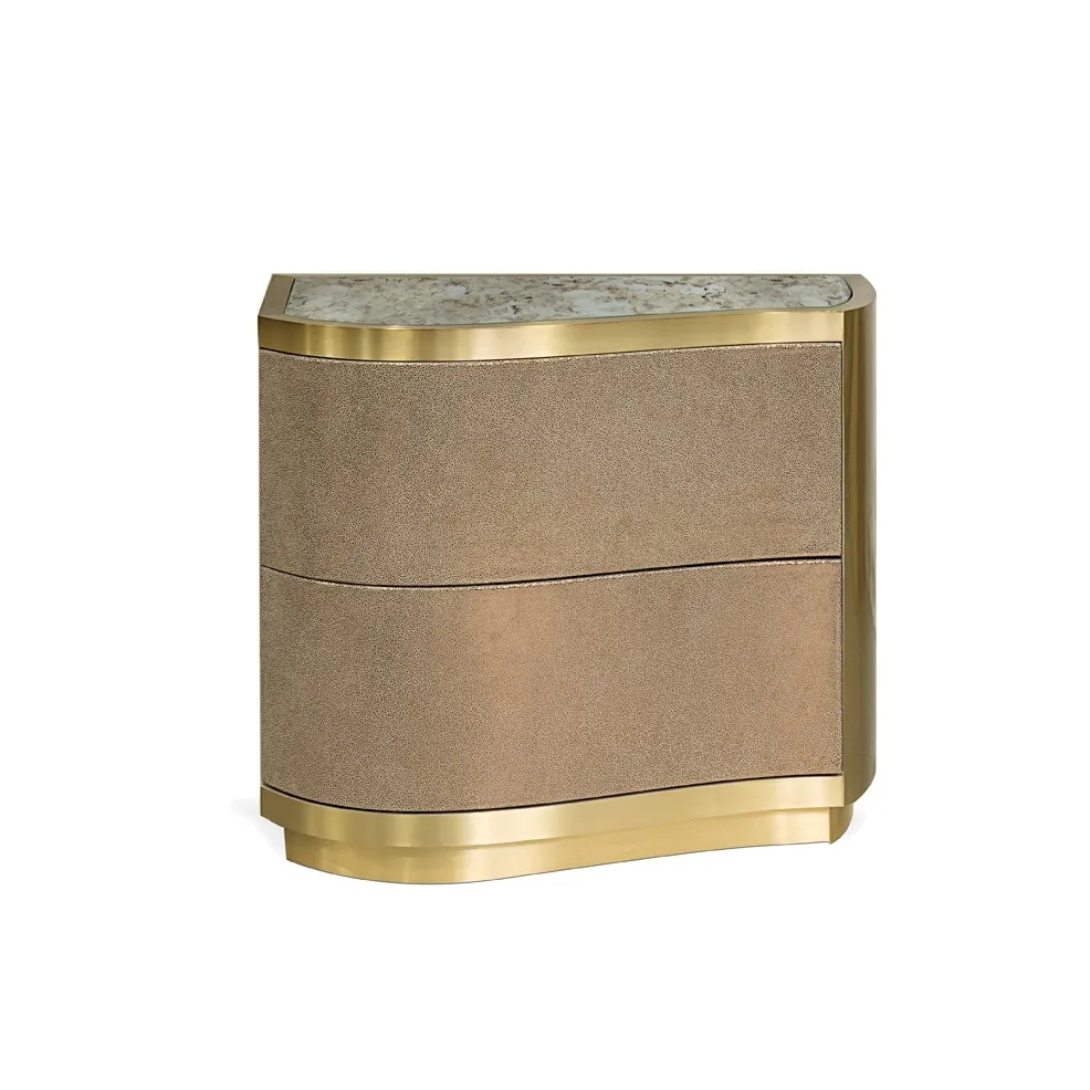 Modern Luxury elegant style Wooden Polished Brass Bedside Nightstand Side Table With 2 Drawers Design Bedroom Furniture | Мебель