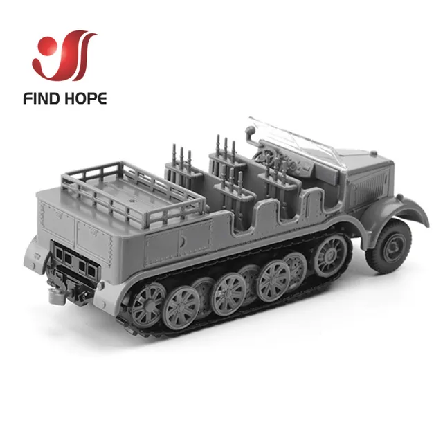 1:72 Sd.Kfz. 7 Half-Track Military Vehicle Plastic Assembly Model Armored Car +10Pcs Mini Soldiers 4