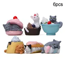 6 шт десертные кошки животных фигурка-модель миниатюрный бонсай Фея садовые украшения подарок для детей