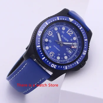 

Bliger 44mm Automatic Mechanical Watch Men Luxury Brand Business Luminous Waterproof Clock Leather Strap Calendar Wristwatch Men