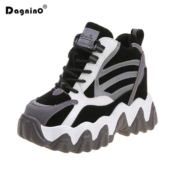 

2020 Women Platform Sneakers Winter High Heels Ladies Casual Shoes Women Wedges 10CM Thick Bottom Trainers Warm Zapatos Mujer