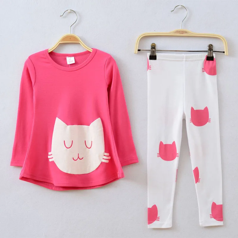 Осенняя одежда для девочек 2, 3, 4, 5, 6, 7 лет, хлопковый повседневный комплект одежды для малышей, рубашки с длинными рукавами, леггинсы, Детский костюм для девочек