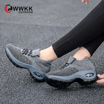 

WWKK Autumn Casual Walking Shoes Woman Outdoor Slip-On Breathe Mesh Fashion Sneakers For Women Non-Slip Comfort Wedge Platform