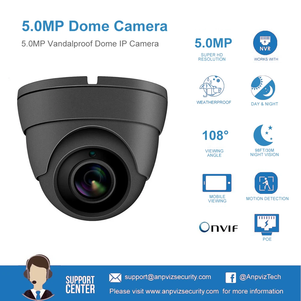 Compatible Hikvision 5MP IP POE Camera Outdoor/Indoor H.265 Dome Security CCTV Network Camera Wide