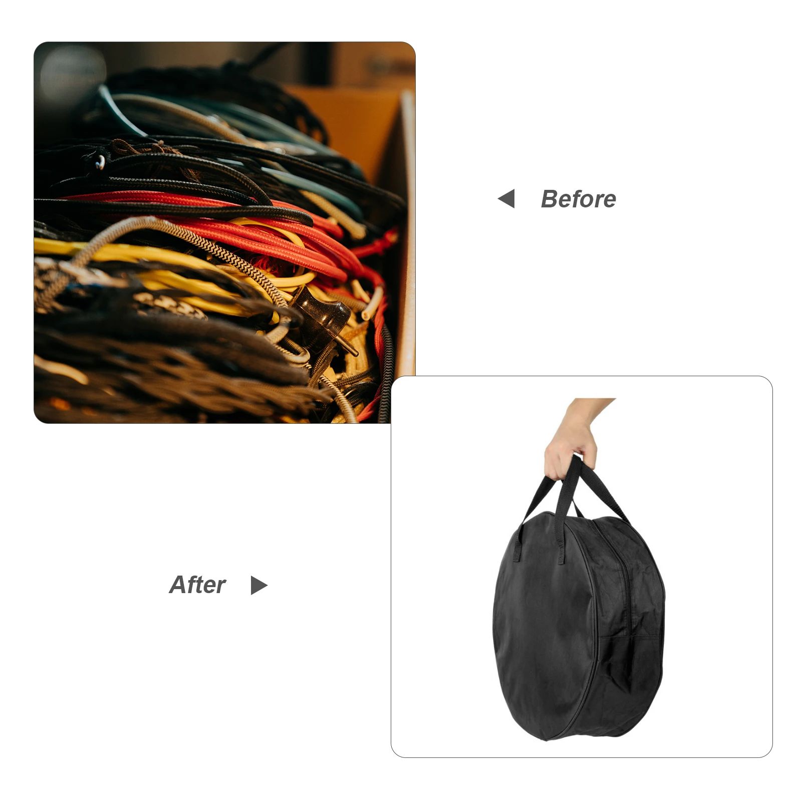 Borsa per il trasporto di cavi da 16 pollici con maniglia per il trasporto Borsa per il trasporto di tubi dell'acqua rotondi con doppia cerniera per attrezzatura da giardinaggio Tessuto Oxford_voghion.com