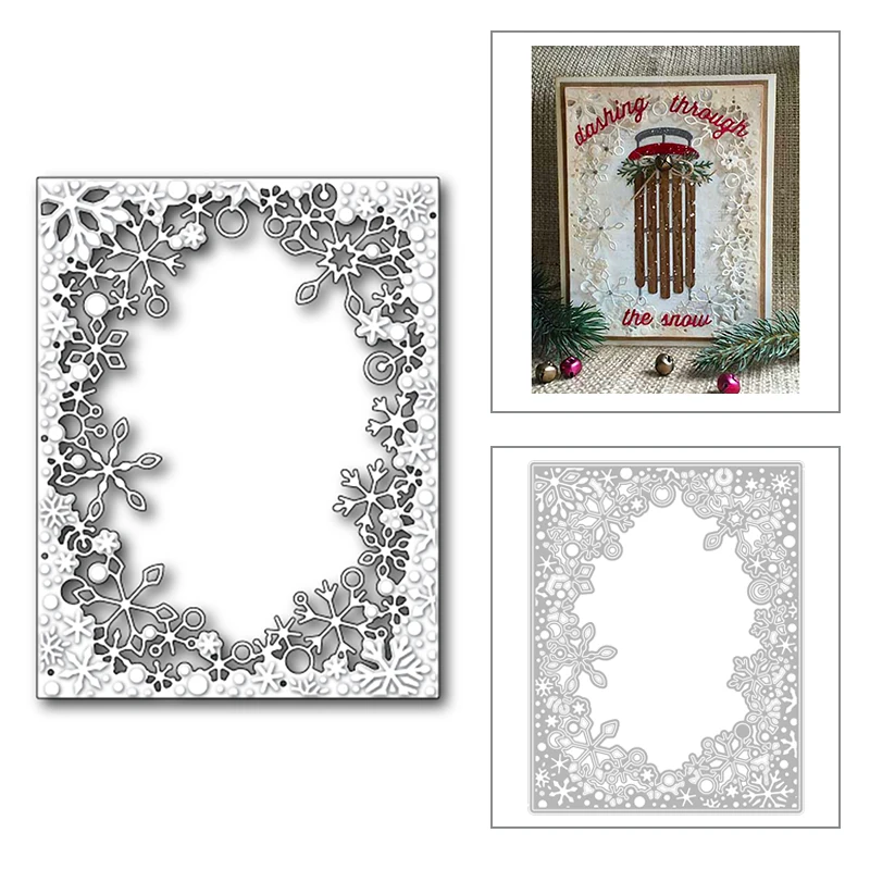 

Новинка 2020, прямоугольный каркас, металлические режущие штампы для резки бумаги, изготовление рождественских снежинок, фоновые открытки для скрапбукинга, без штампа