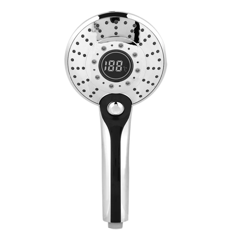 

Digital Led Shower Head W/ 3-Color Temperature Controller Handheld Silver Electroplating Led Light 3 Spraying Mode Shower Head