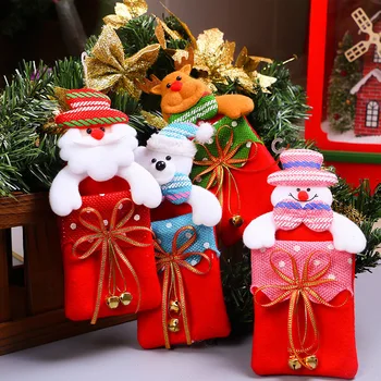 

Christmas Tree Pendant Santa Claus Snowman Elk Gift Candy Bags Hanging Ornaments New Year Xmas Decor Home Party Decoration