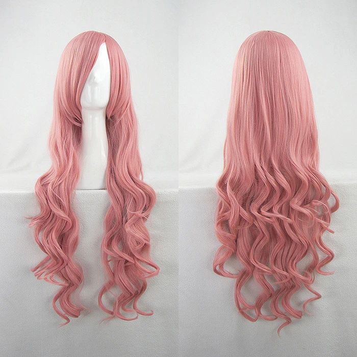 

Himeji Mizuki Arakawa Under the Bridge Maria Cosplay Wigs High-temperature Fiber Synthetic Hair Pink Curly Hair+free wig cap