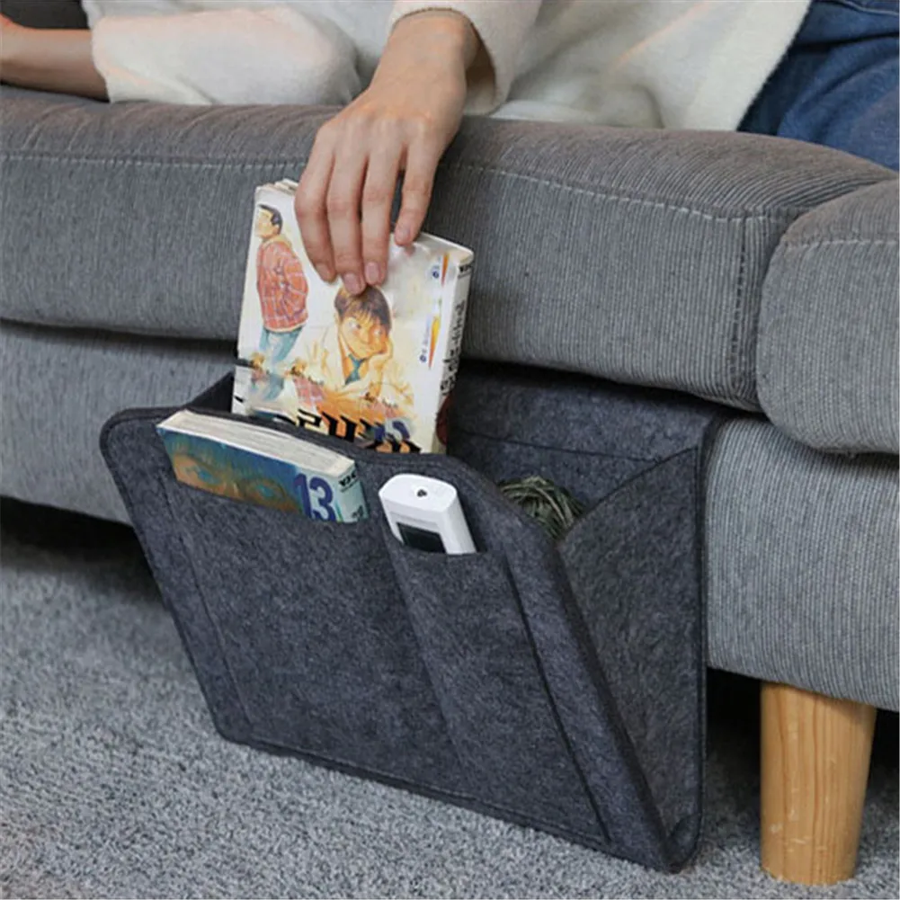 Горячая Дата фетр Прикроватный карман Caddy органайзер для хранения кровать стол сумка диван тв подставка для пульта дистанционного управления сумки для хранения