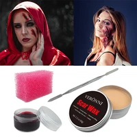 VERONNI SFX Makeup Kit Scars Wax Halloween Special Effects Stage Fake Wound Skin Wax with Spatula Stipple Sponge Fake Wood 2