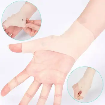 

1pc Magnetic Therapy Soft Silicone Wristband Gloves Unisex Wrist Sprain Fixed Magnet Glove Cover Beige Finger Orthosis Protector