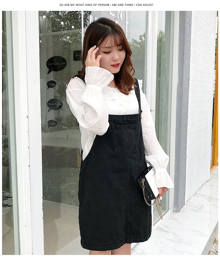 Large Size Dress Suspender Strap Regulation Skirt Summer Fat Mm New Style Loose-Fit 200 Younger Fashion Cowboy Suspender Strap S