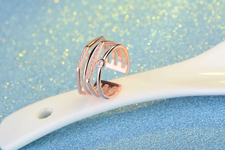 925 пробы, серебряные кольца для женщин, мозаика, CZ цирконий, многослойные кольца с изменяемым размером, bague femme S-R224