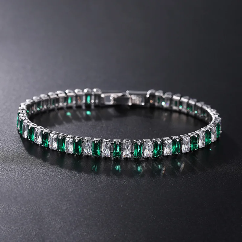 2.5*5mm Cubic Zirconia Bracelet Colorful CZ Tennis Bracelets For Women Men Punk Zircon Bracelet Wedding Silver Color Jewelry - Image 4