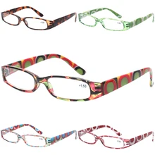 

Boncamor 4 Pack Colour Printing Small Rectangular Frame Reading Glasses Men and Women Spring Hinge Comfortable HD Reader