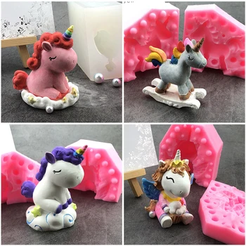 

New Silicone Animal 3D Mold Unicorn Shape Ice Cube Candy Chocolate Cake Cookie Cupcake Molds Soap Mould Baking Pan Pastry Tools