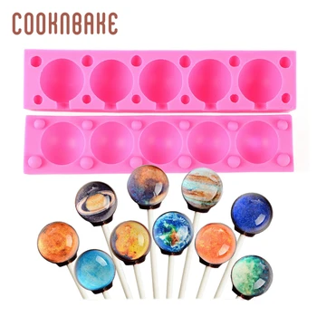 

COOKNBAKE Silicone Planet lollipop Mold Chocolate candy Lollipop Cake Decoration Tool round sugar lolly form DIY birthday Party