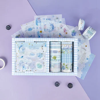 

Salt Series 10 Pcs Stickers 10 Pcs Tape Japanese Paper DIY Hand Book Masking Tape Adhesive Tapes Decorative Stationery Set