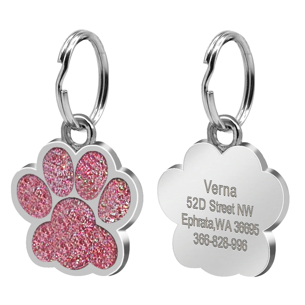 Custom Anti-lost Collar Puppy Accessories Name Pendant Tags Cat Steel ID Dog Dog Tag Engraved Pet Tag Paw Stainless Personalized - Color: 1