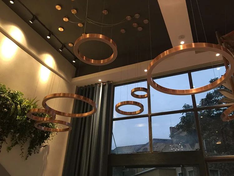 Современный золотой подвесной светильник, алюминиевый круглый подвесной светильник, светодиодные кольцевые лампы для гостиной, отеля, арт-деко, подвесной светильник Abajur