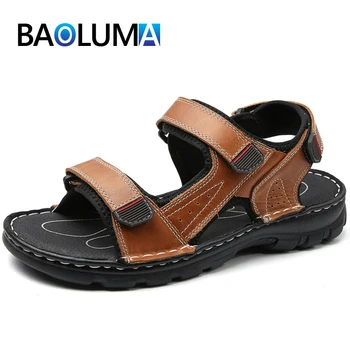 

New Men's Casual Sandals Breathable Mens Sandals Summer Outdoor Mens Sandals High Quality Leather Mens Beach Sandals Men Shoes