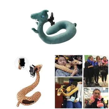 

Memory Foam U Shaped Travel Pillow Neck Support Head Rest Phone Holder DC112