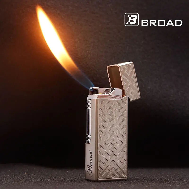 BROAD Metal Gas Lighter Butane Side Slip Grinding Wheel Lighters Cigarettes Accessories Cigar Smoking Gadgets for Men | Дом и сад