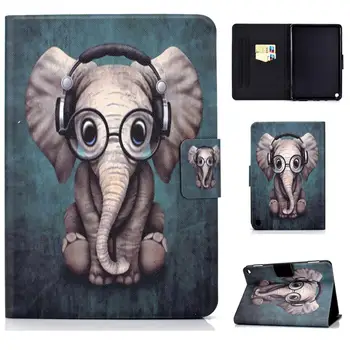 

Auto Wake Sleep Elephant Horse Owl Fox Prints Smart Cover For Amazon Kindle Fire HD8 2020 Magnetic Card Slots Stand Cover Case