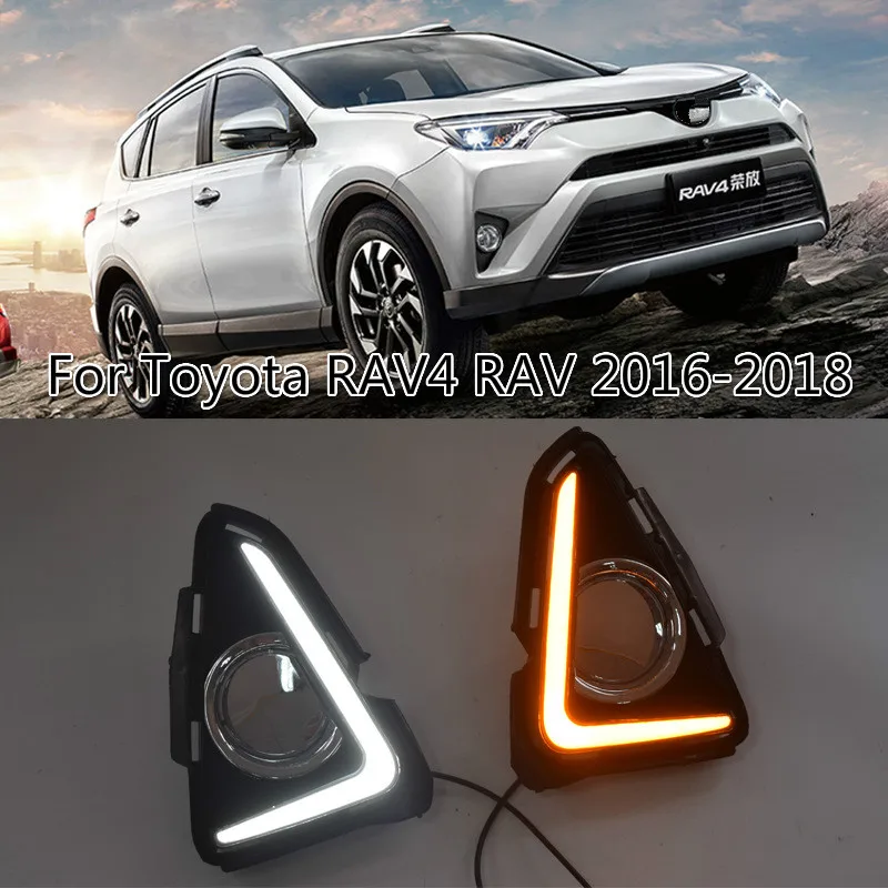 

JAZZ TIGER Yellow Turn Signal Function 12V Car DRL Lamp LED Daytime Running Light Daylight For Toyota RAV4RAV 4 2016 2017 2018