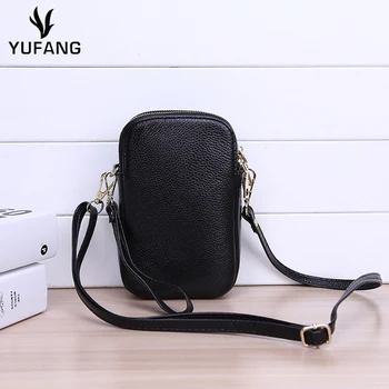 

YUFANG Women Mini Bag Natural Genuine Leather Female Messenger Bag Candy Color Phone Mini Bag Womens Leisure Crossbody Bag