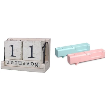 

1 Pcs Wooden Perpetual Calendar Retro Living Room Decoration & 2 Pcs Small Artifact Personal Care Disinfection