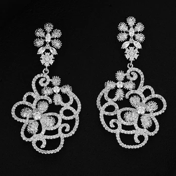 

missvikki Shiny Delicate Shiny Flowers Dangle Earrings Jewelry for Women Bridal Wedding Girl Daily Ladies Gift High Quality 2020