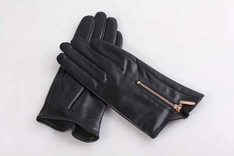 Warm Fluff Real Leather Black Gloves Soft Lining High quality Mittens Winter 100% Genuine Leather Gloves 12 H1452e22d7f2a4fc8a6ffceb039f76252S