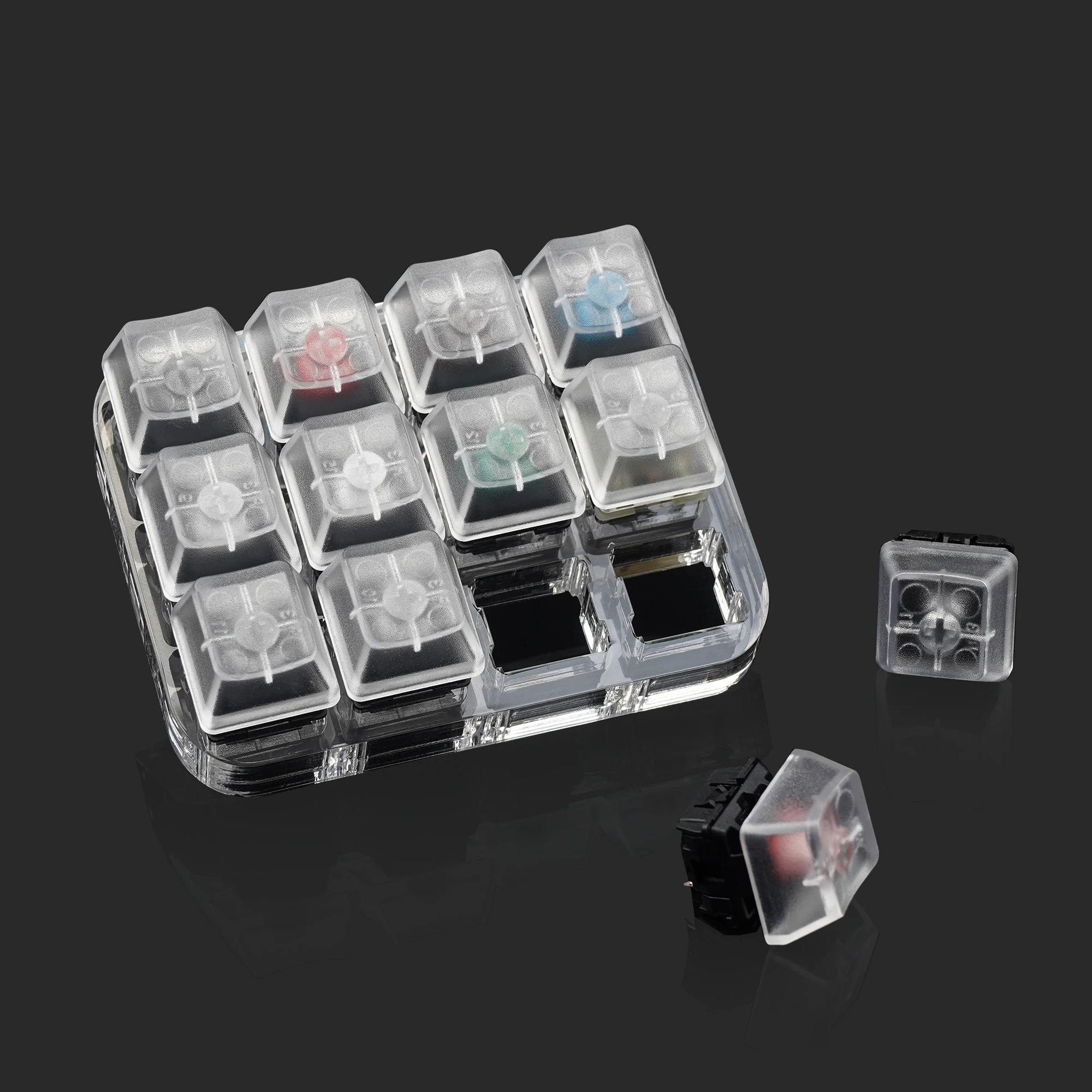 Teclado Mecânico Switch Tester Keycaps Translúcidos Cherry mx Kailh Switches Preto Vermelho Marrom Azul 12 Chaves - Imagem 2