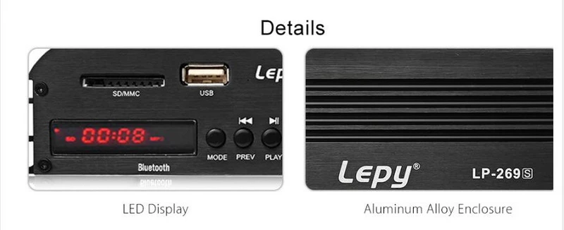 LP-269S Lepy цифровой плеер HIFI стерео аудио Мощность 2CH 45 Вт домашняя мультимедийная поддержка SD USB FM MP3 DVD без адаптера Bluetooth