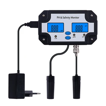 

2 In 1 Swimming Pool Aquaculture Multifunctional Water Quality Testing PH Salinity Monitor Laboratory Tool High Accuracy DC 6V