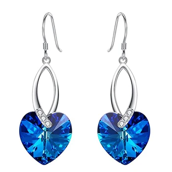 

Hermosa Heart Dangle Earrings for Women Blue Rainbow Crystal Embellished with crystals from Swarovski Drop Earrings