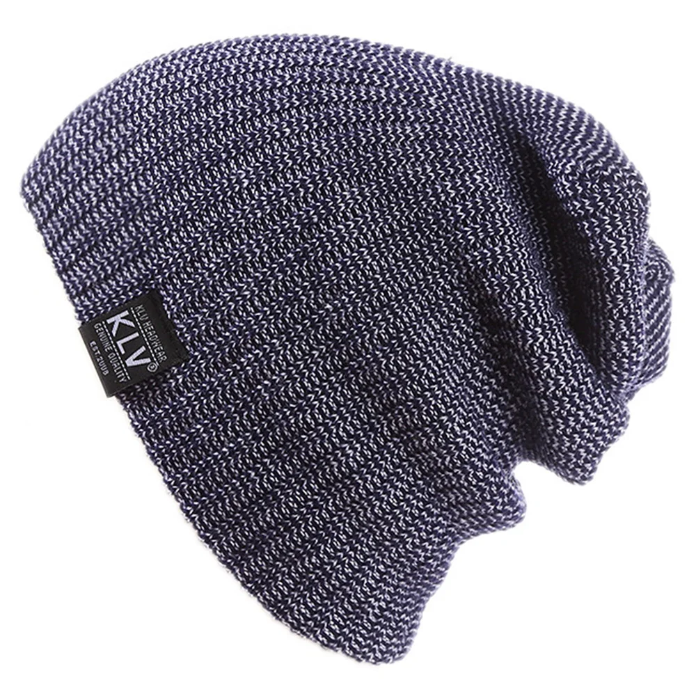 New Striped Loose Knitted Beanie Hats Fashion Acrylic Winter Outdoor Warm Bonnet Soft Cap Men Women Hip Hop Skiing Skullies