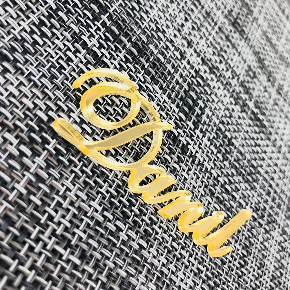 Personalized laser cut, same baby name decorated in chocolate for baptism and baptism, banner for box of 10 pieces Gold acrylic mirror plates3