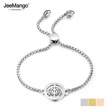 JeeMango Титан Нержавеющая сталь растения браслеты с деревом браслеты для девочек розовое золото Регулируемый звено цепи браслет JOGS1025