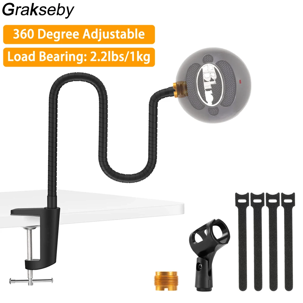Microphone Boom Arm Stand Adjustable Universal Gooseneck Desktop Mic For Blue Yeti Snowball Heavy Duty Bracket Holder | Электроника