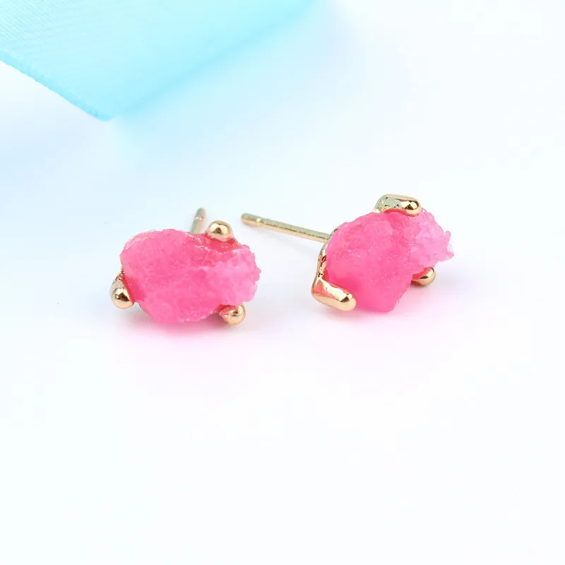 Simple Little Cute Bijoux Female Piercing Earrings For Women Jewelry Trendy Irregular Druzy Resin Small Stud Earrings Gift J101 (4)