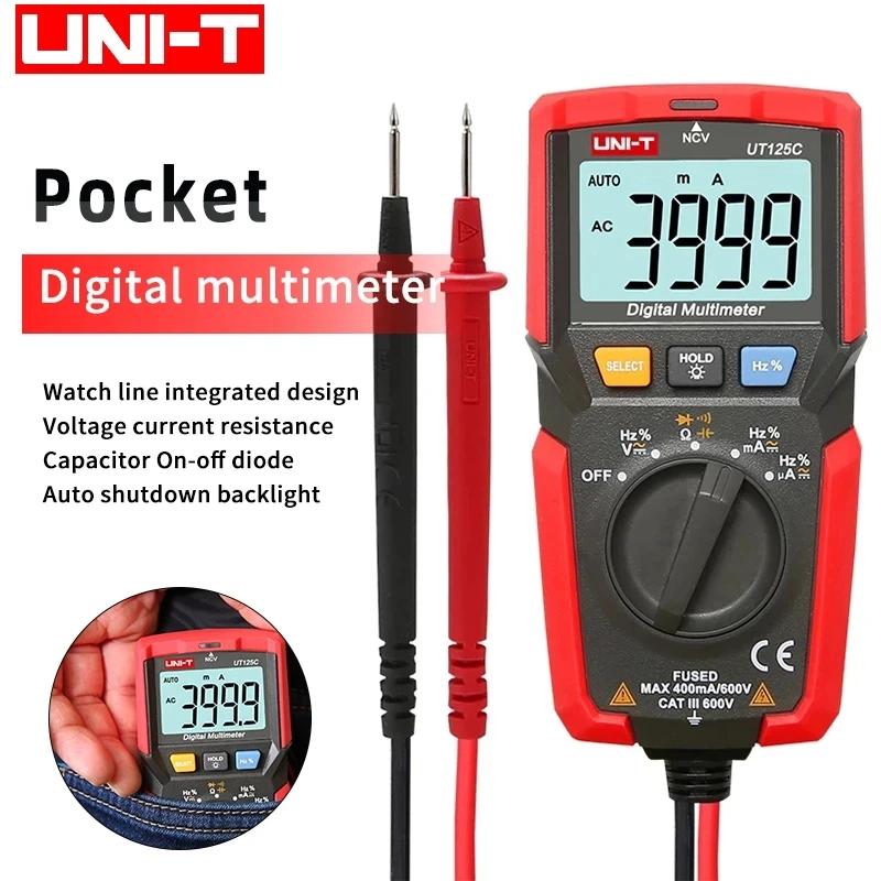 UNI-T UT125C карманный цифровой мультиметр сопротивление постоянной ёмкости